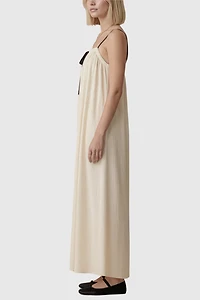 Modenaire Strapless Tie-Front Gathered Bodice Maxi Dress