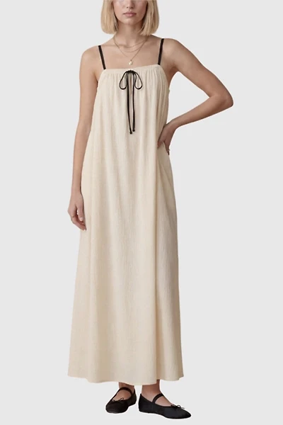 Modenaire Strapless Tie-Front Gathered Bodice Maxi Dress