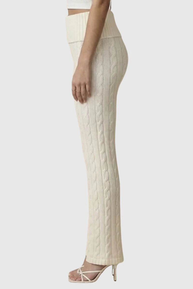 Modenaire Cable Ribbed Waistband Pull On Pants
