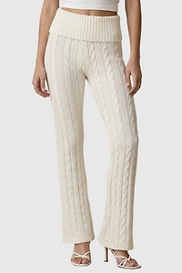 Modenaire Cable Ribbed Waistband Pull On Pants
