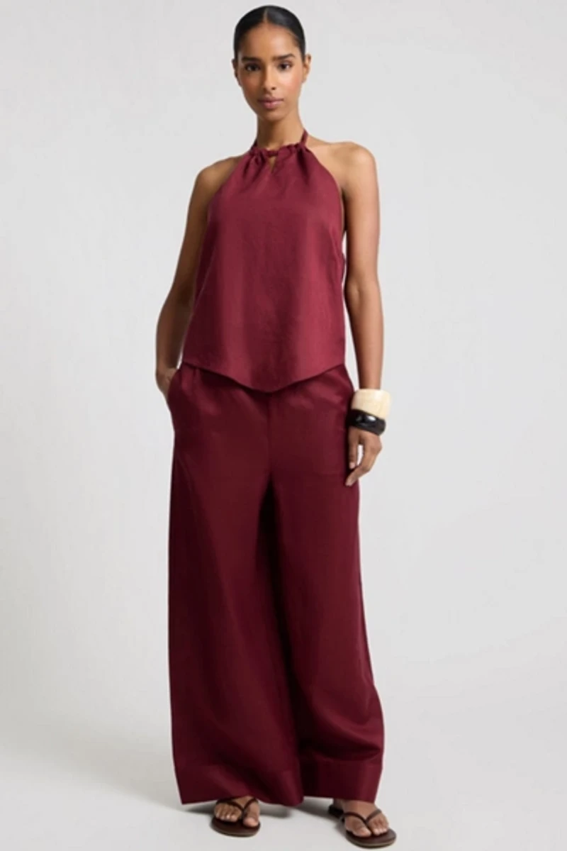 Onia Air Linen Wide Leg Drawstring Pant