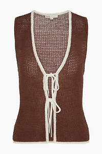Onia Linen Knit Tie Front Tank Top