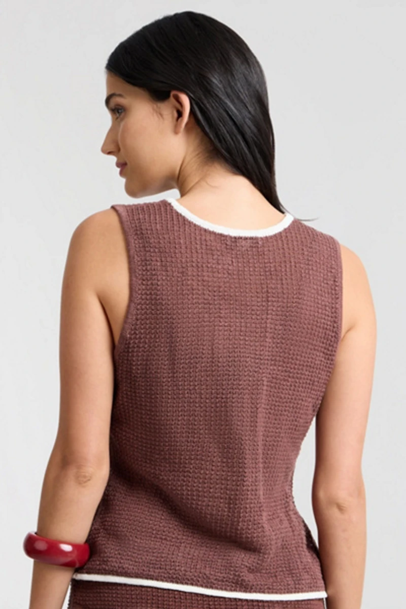 Onia Linen Knit Tie Front Tank Top