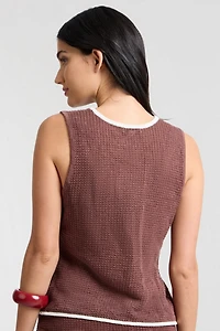 Onia Linen Knit Tie Front Tank Top