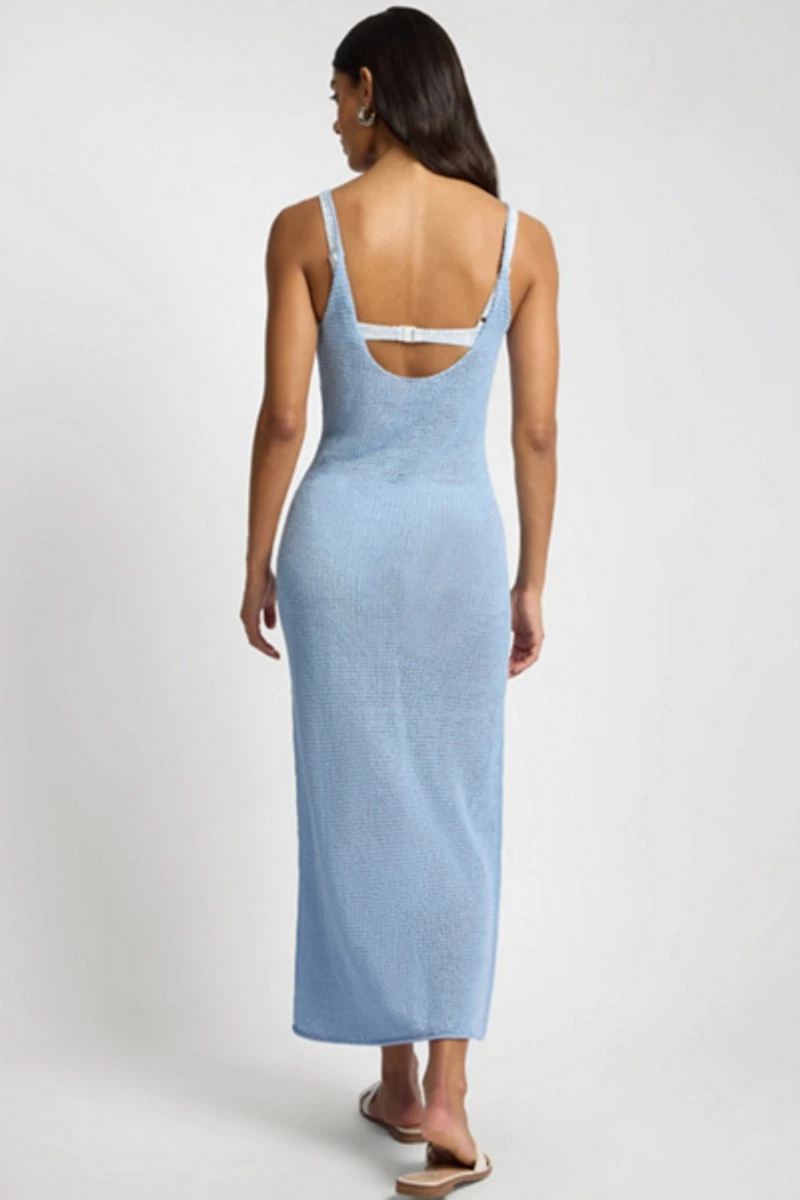 Onia Textured Linen Sweater Scoop Maxi Dress