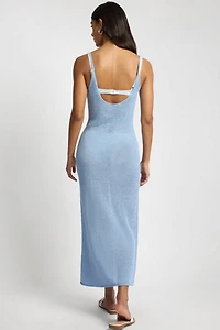 Onia Textured Linen Sweater Scoop Maxi Dress