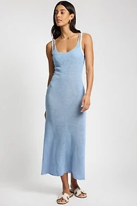 Onia Textured Linen Sweater Scoop Maxi Dress