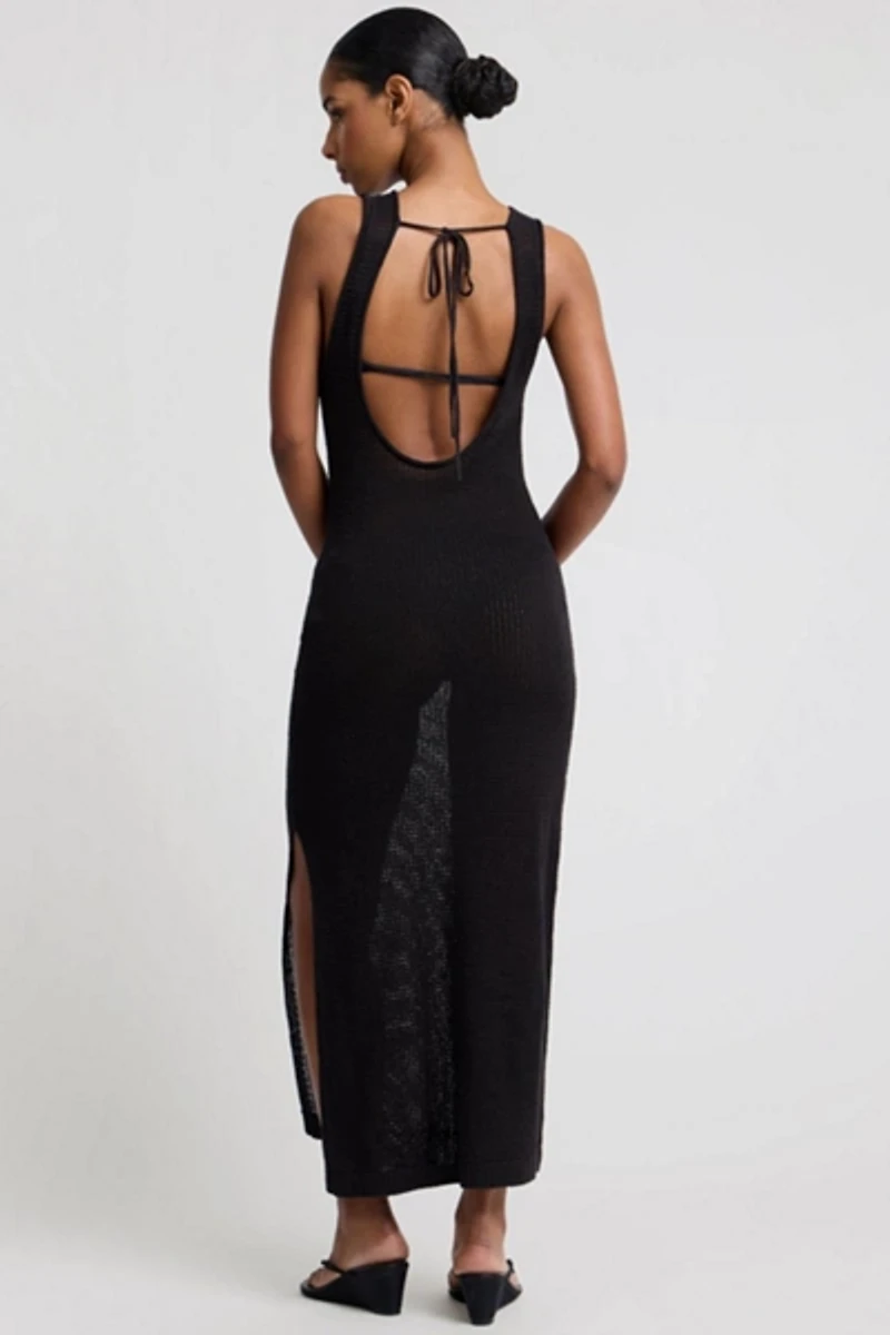 Onia Linen Knit Scoop Back Maxi Dress