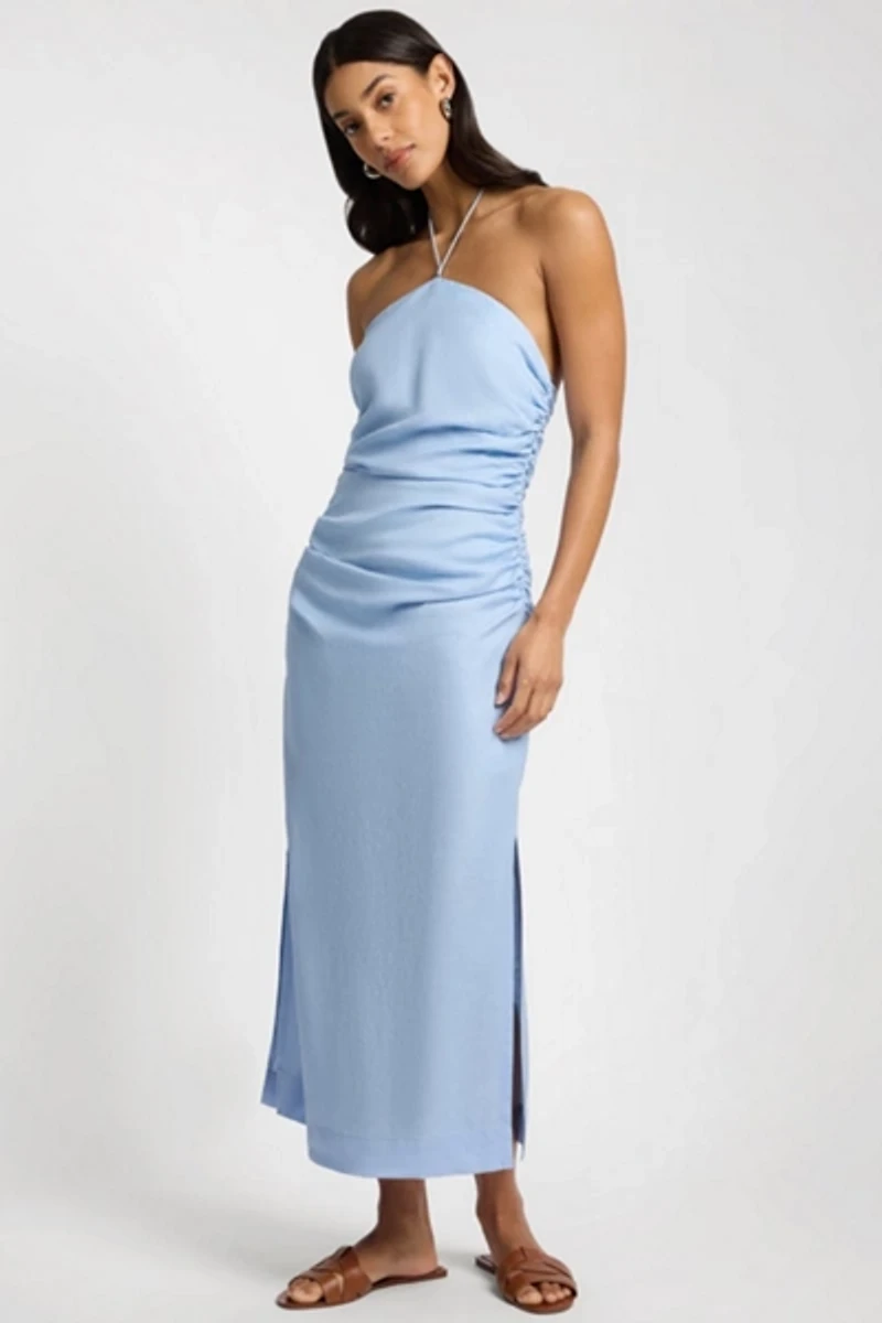 Onia Ruched Halter Dress