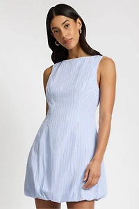Onia Fitted Boatneck Bubble Mini Dress