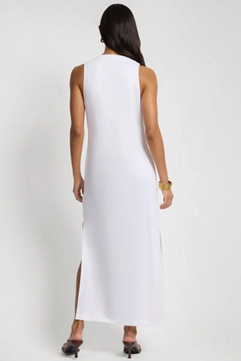 Onia Textured Linen Sweater Scoop Maxi Dress