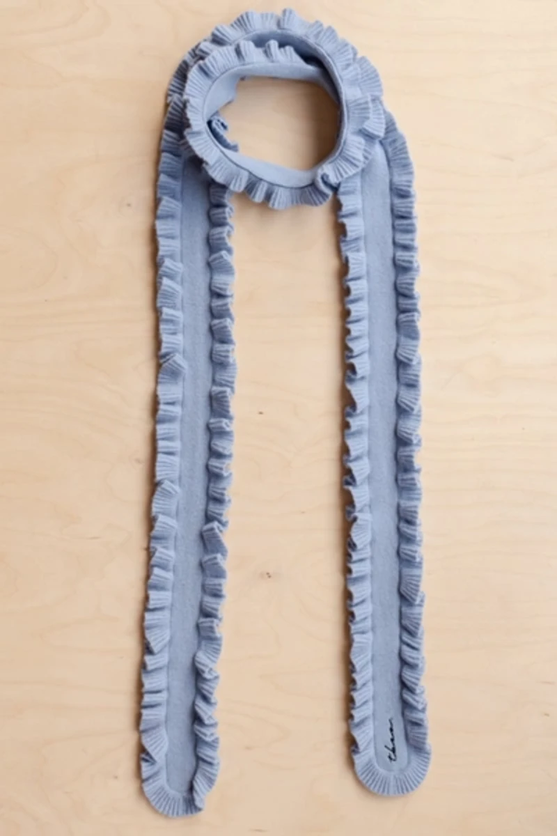 TBCo Merino Wool Ruffle Skinny Scarf