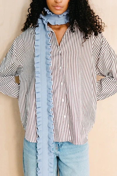 TBCo Merino Wool Ruffle Skinny Scarf