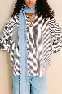 TBCo Merino Wool Ruffle Skinny Scarf