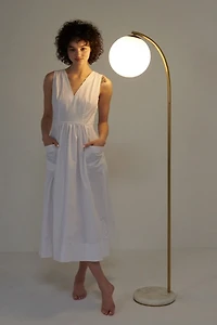 Brightech Luna Drop LED Marble Base Arc Floor Lamp