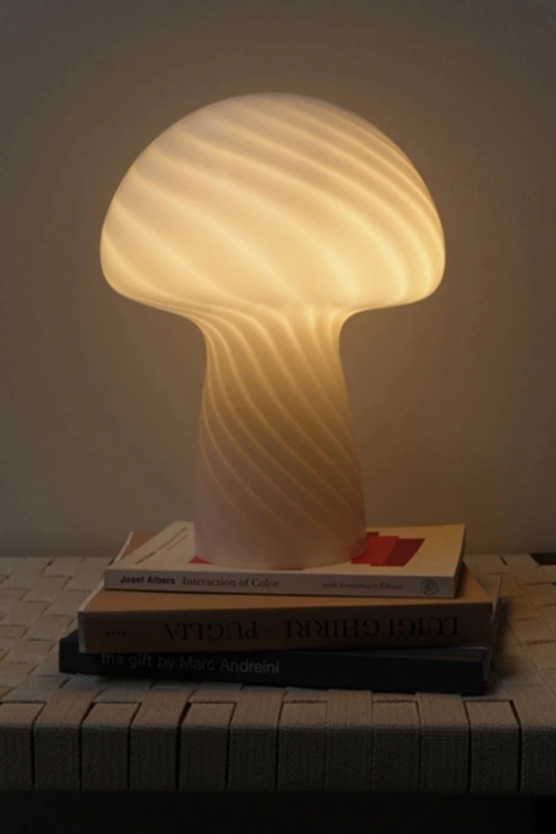 Brightech Mushroom LED Patterned Frosted Glass Table Lamp