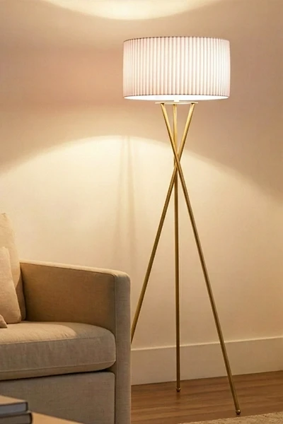 Brightech Jaxon LED Pleated Shade Tripod Floor Lamp