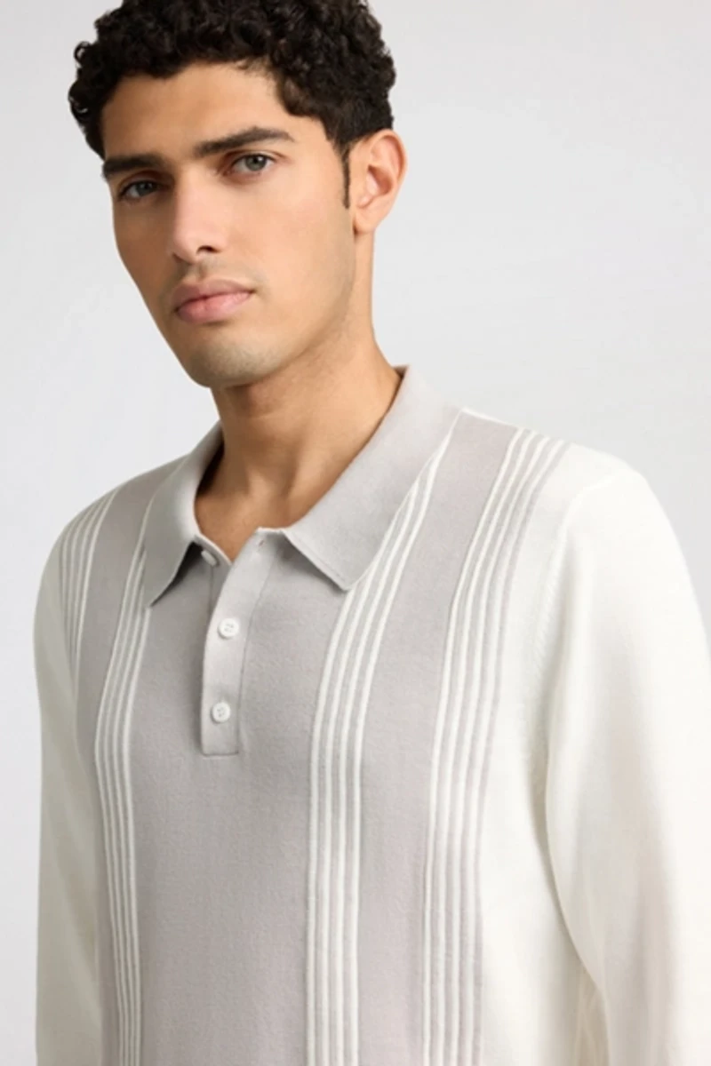 Onia Knit Long Sleeve Polo Sweatshirt
