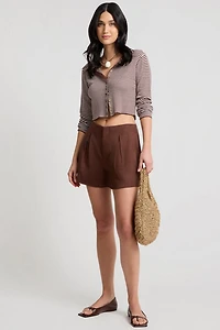 Onia Linen Rib Striped Cardigan