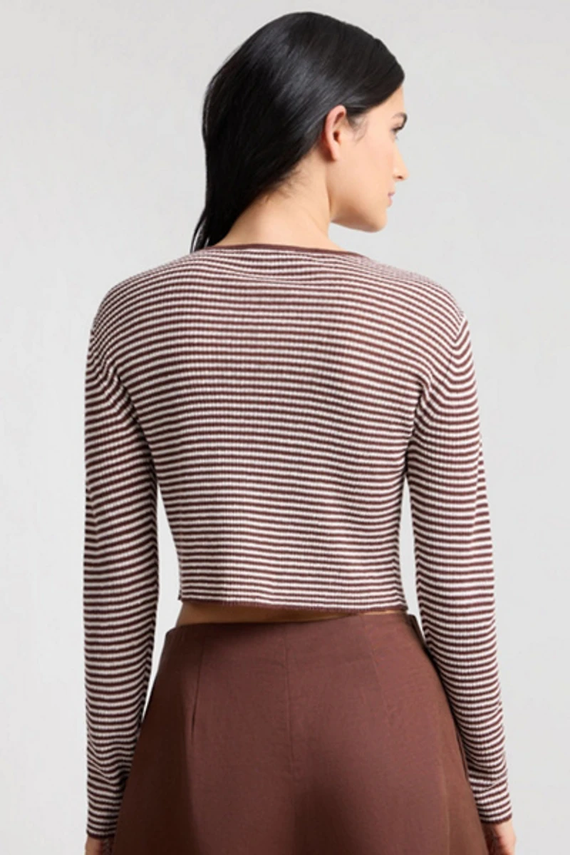 Onia Linen Rib Striped Cardigan