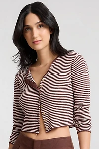 Onia Linen Rib Striped Cardigan