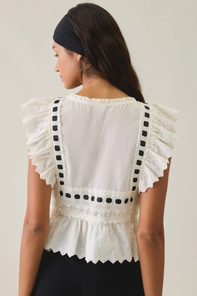 Kimchi Blue Eva Ruffle Lace Babydoll Blouse