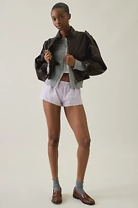 Out From Under Checked Lace Trim Cotton Boxer Micro Shorts