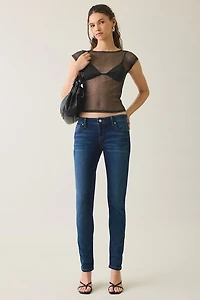 UO Rea Short Sleeve Shine Sheer Mesh Baby Tee
