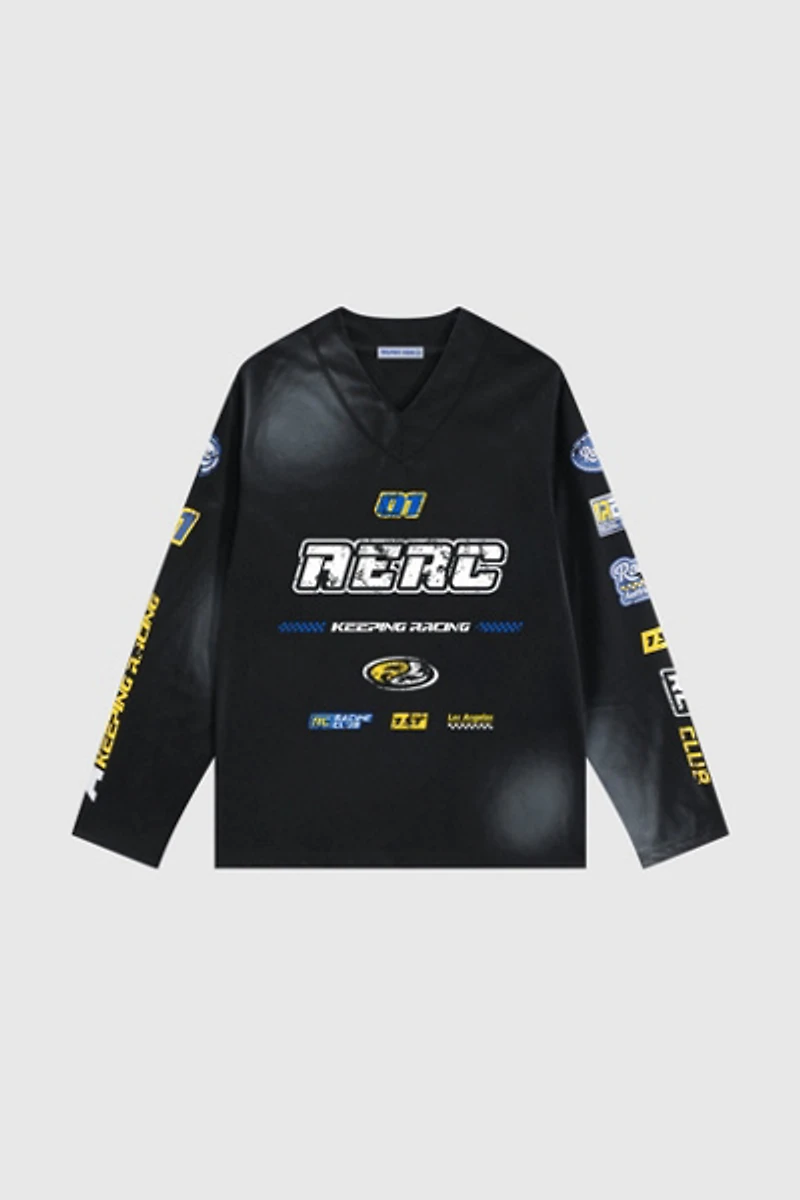 Aelfric Eden Racing Logo Patches Print Long Sleeve Tee