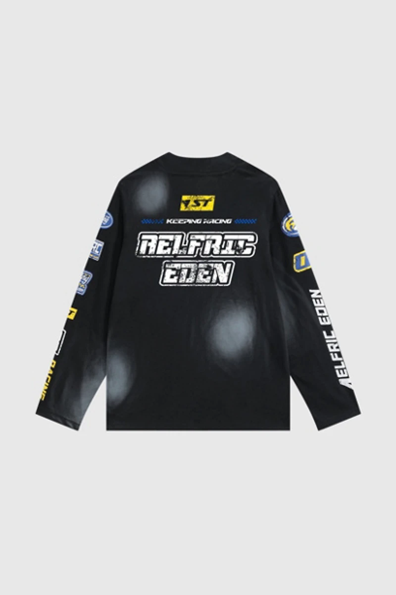 Aelfric Eden Racing Logo Patches Print Long Sleeve Tee