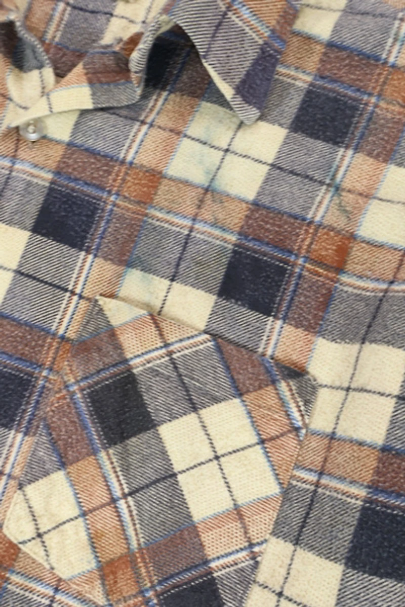 Vintage Frayed Plaid Button-Down Shirt