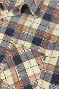 Vintage Frayed Plaid Button-Down Shirt