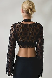 Kimchi Blue Nicki Sheer Lace Tie-Front Bell Sleeve Shrug
