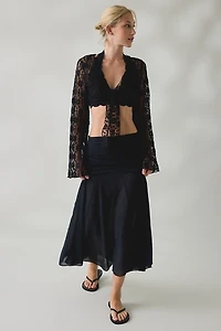 Kimchi Blue Nicki Sheer Lace Tie-Front Bell Sleeve Shrug