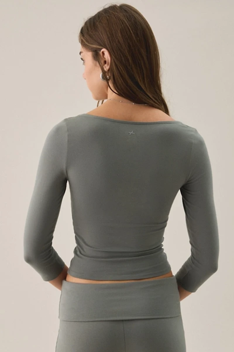 Out From Under Bec Plunging Surplice 3/4 Sleeve Top