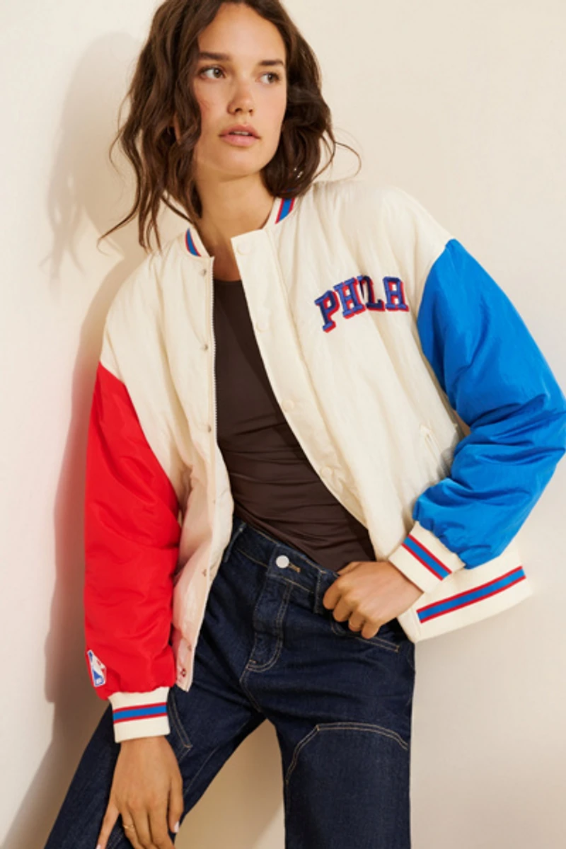Terez Philadelphia 76ers Colorblock Bomber Jacket