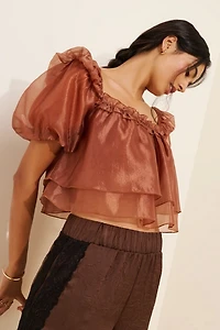 4SI3NNA Organza Baby Doll Top