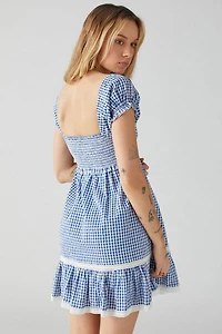 Marseille Gingham Smocked Mini Dress