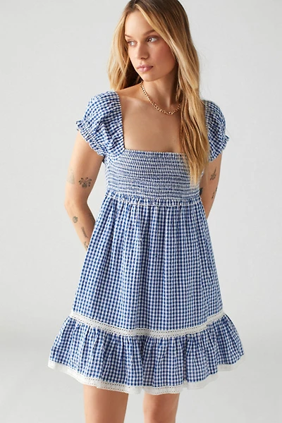 Marseille Gingham Smocked Mini Dress