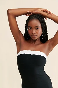 Rare London Wavy Trim Fishtail Dress
