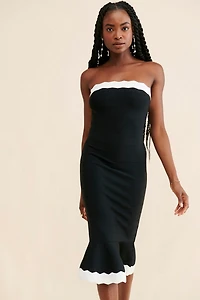 Rare London Wavy Trim Fishtail Dress