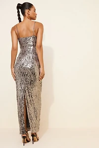Line + Dot Cache Sequin Maxi Dress