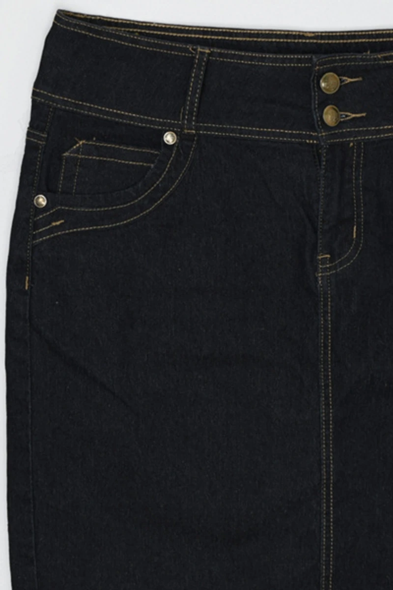 Vintage Y2k Contrast-Stitched Dark Wash Denim Skirt