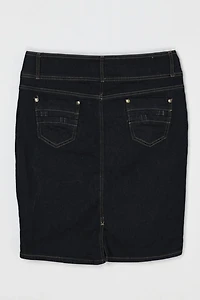 Vintage Y2k Contrast-Stitched Dark Wash Denim Skirt