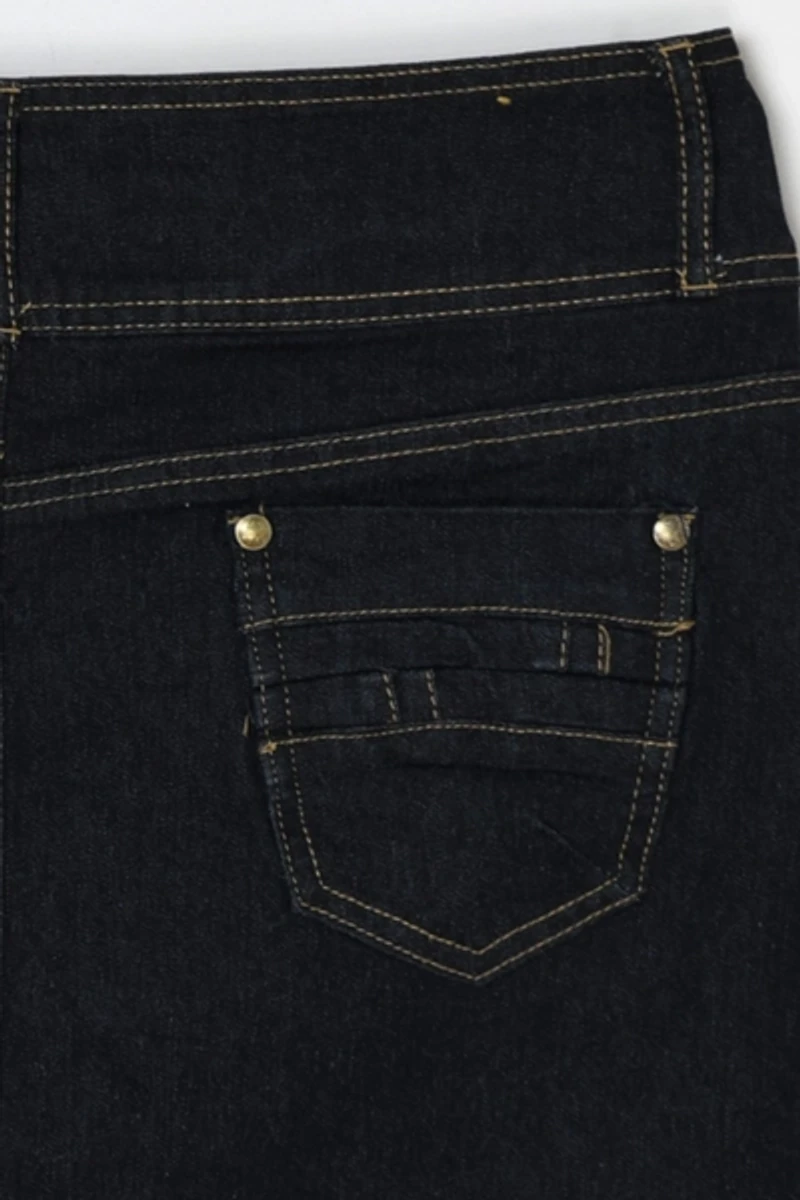 Vintage Y2k Contrast-Stitched Dark Wash Denim Skirt