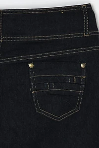 Vintage Y2k Contrast-Stitched Dark Wash Denim Skirt