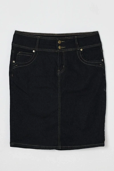 Vintage Y2k Contrast-Stitched Dark Wash Denim Skirt
