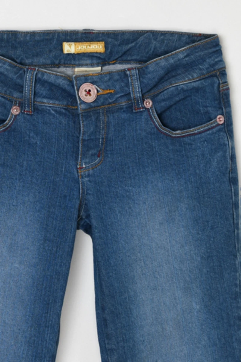 Vintage Y2k Contrast-Stitched Flared Jeans