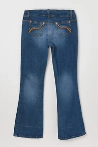 Vintage Y2k Contrast-Stitched Flared Jeans