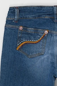 Vintage Y2k Contrast-Stitched Flared Jeans